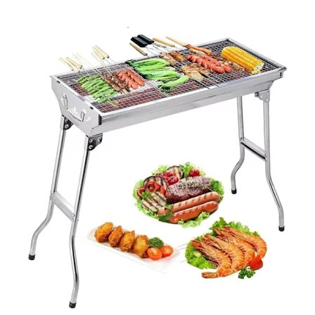 Fällbar BBQ-Grill i Rostfritt Stål – Portabel Kolgrill för Utomhusbruk grilla
