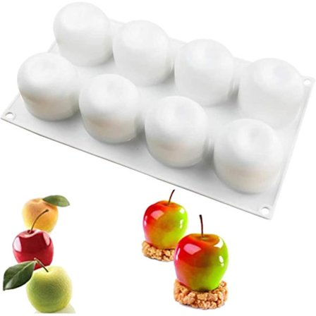 Apple Silikonform for Baking Mousse Kake Sjokolade Gelé Julekake Dekorform, Non-stick og Lett å Løsne, Epleform (8 Hulrom)