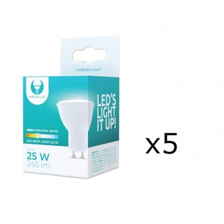 LED-Lampa GU10, 3W, 230V, 4500K, 5-pack, Vit neutral