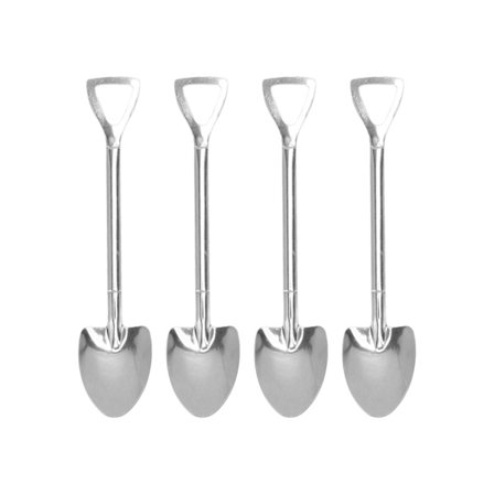 Söt sked i rostfritt stål, innovativt material av livsmedelskvalitet, återanvändbar sockerdessertsked för hemkafé, 4-uddig spade
