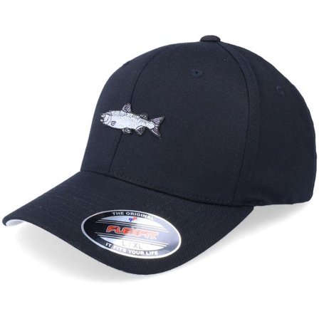 Skillfish - Svart flexfit Keps - Salmon Fish Black Flexfit @ Hatstore