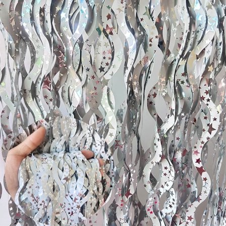 Tinsel Folie Frynsegardin SØLV