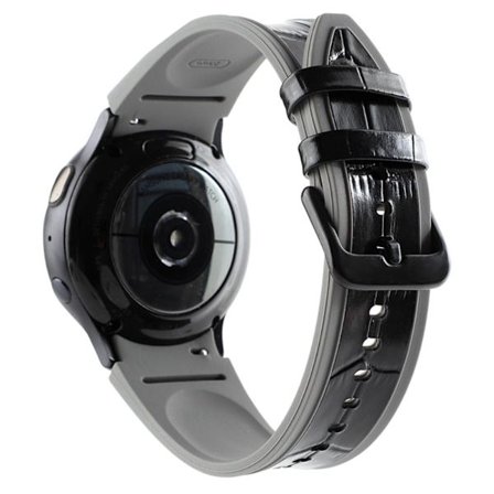 Samsung Galaxy Watch 5 / 4 / 3 klockarmband i äkta läder och silikon - Grå / Grå