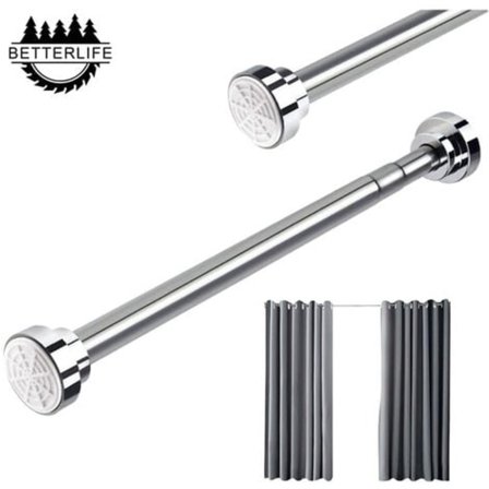 Teleskopisk brusestang 60-110 cm rustfrit stål teleskopstang udtrækkelig uden boring justerbar længde til skabe, badeværelser, vinduer, døre