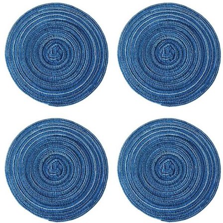 Vaskbare ovale dækkeservietter skridsikre varmebestandige flettet blå