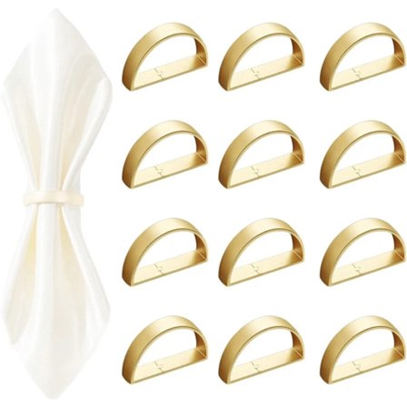 12 Guld Halvmåneformade Servettringar - Servettringar Bordsdekoration - Set med 12