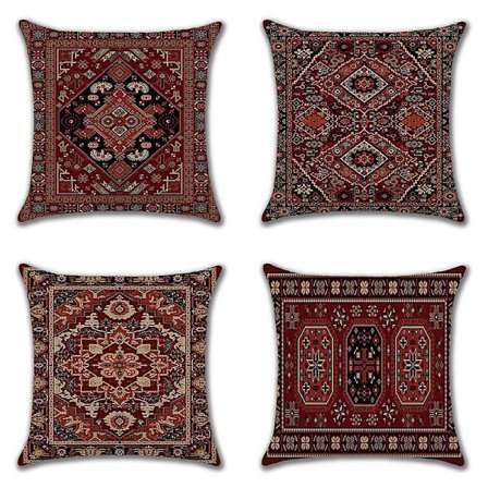 Pudebetræk Geometrisk Persisk Boligindretning Sæt med 4 Orientalsk Ikat Dekorativ 45 x 45 cm{ds}