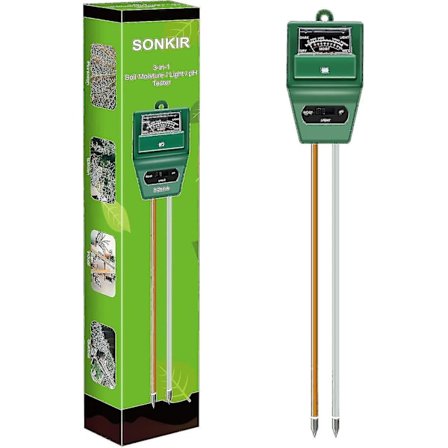 Jord pH-måler, Ms02 3-i-1 Jordfuktighet/lys/pH Tester Hageverktøysett for plantepleie, Flott F