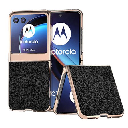 Äkta koläder + PC- cover till Motorola Razr 40 Ultra 5g, nanogalvaniserat phone case
