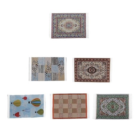 2x 1:12 Vintage Stil Vävd Matta Matta Pläd Miniatyr Dockhus Dekoration