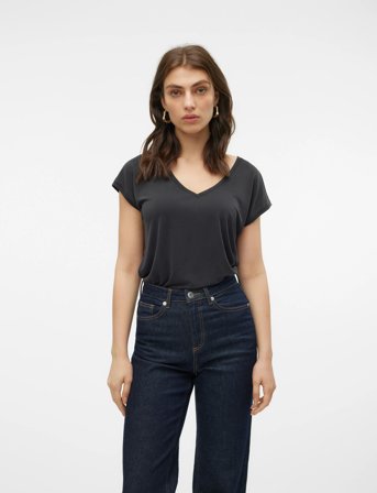 Vero Moda Vmfilli Ss V-Neck Tee Noos - Black - S