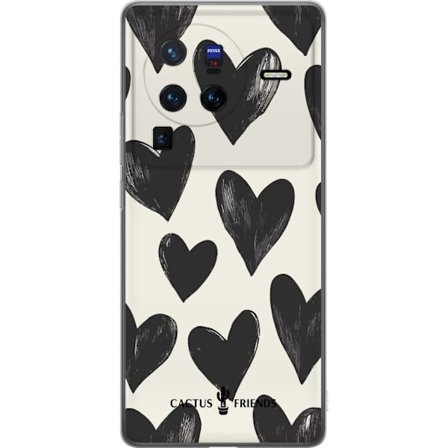 Kompatibel Mobilcover til vivo vivo X80 Pro Cactus and Friends - Bold Black Love Pattern