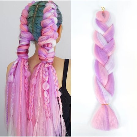 Färgmix Fläthår Extensions Jumbo Hår Regnbågsfärg Flätade Peruker