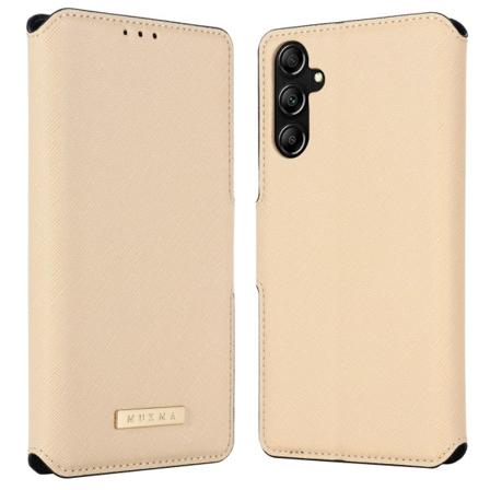 SKALO Samsung A25 5G MUXMA Saffiano PU-læder Pungetui - Guld Gold