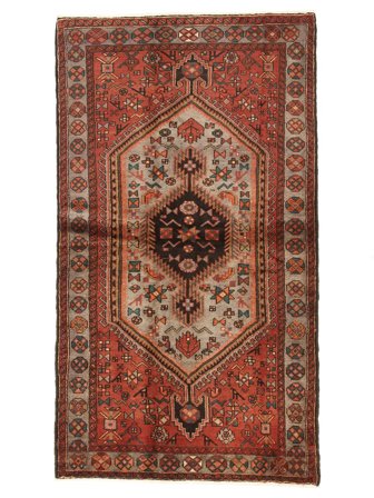 Hamadan Teppich Handgeknüpft 134X236 Dunkelrot/Braun Persien/Iran