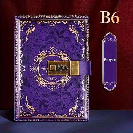 A5 Vintage Dagbok med Passordlås – Innbundet Planlegger Notatbok med 200 Sider, Udattert Loggbok for Studenter og Kontorbruk