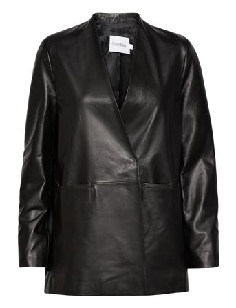 Leather V Neck Blazer Blazers Single Breasted Blazers Musta Calvin Klein