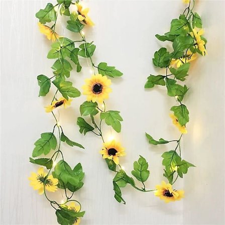 10m 100leds Solsikke Ivy Vine Kunstige Blomster