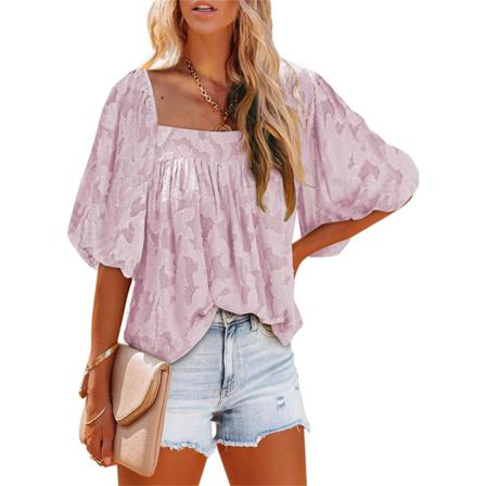 Casual Damblus Volang Plisserad Hollow Loose-fit Shirt Dance