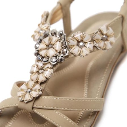 Dames Sommersandaler Bohemian Blomster Rhinestone Stor Størrelse Flade Sko Strand Sandaler
