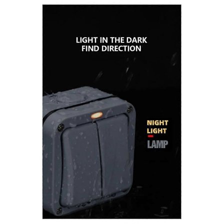 IP66 Vegg Elektrisk Bryter 220V Lys Vanntett På Av Sikkerhetsknapp med Fiksering Natt i PC Strøm(B)