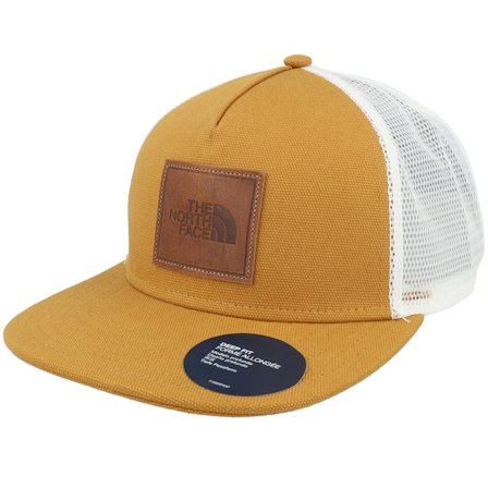 The North Face - Gelb Trucker Cap - Half Dome Canvas Timber Tan/White A-Frame Trucker Snapback @ Hatstore