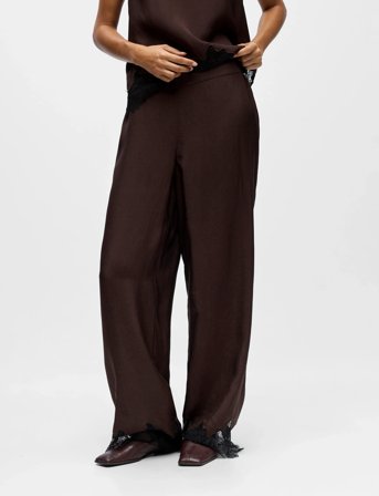 Object Objdalme Mw Lace Pants E Aw Fair - Brown - 34