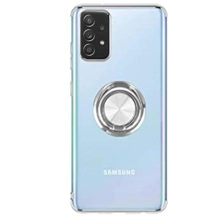Stilig praktisk deksel med ringholder - Samsung Galaxy A72 Silver
