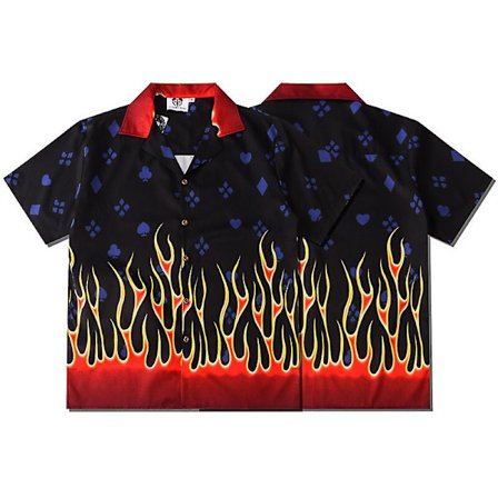 Lösa skjortor med flammotiv för män, kvinnor och tonåringar