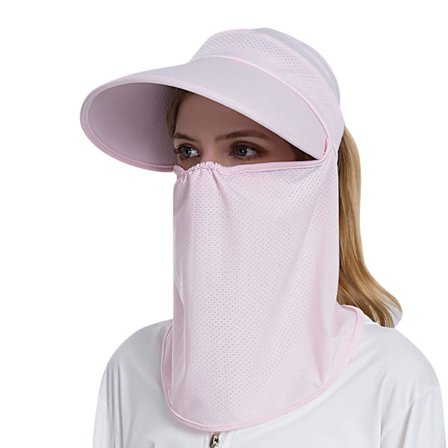 Dame Sommer Solhatt Ansiktsmaske Ensfarget (Rosa)