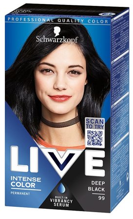 Schwarzkopf LIVE Intense Color Hårfarve 99 Deep Black, Hår, Hårfarve, Permanent Hårfarve