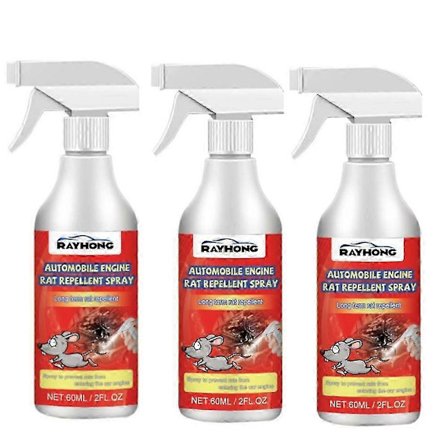 3 st Råttavvisare för Utomhusbruk Bilmotor Möss Spray Råttavvisande Spray Effektiv Avvisare Enhetskontroll Hushåll
