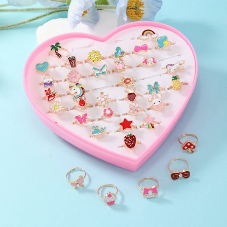 Moteringsring Mote Tegneserie Jenter Smykker Krystall Edelsten Prinsesse Smykker Justerbar Ring E