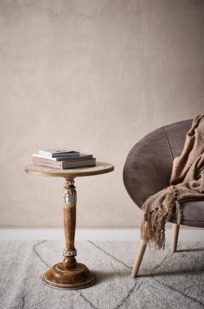 Jotex - Sidebord ø 45 Cm White distressed - GRENADA - Kjøp Sidebord & småbord hos Jotex