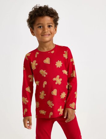 Lindex Top Ls Gingerbread Cookies - Red - 104