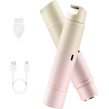 2-i-1 elektrisk kroppshaver for kvinner - Oppladbar våt/tørr vanntett dobbelthodet bikin hårtrimmer, gradient rosa