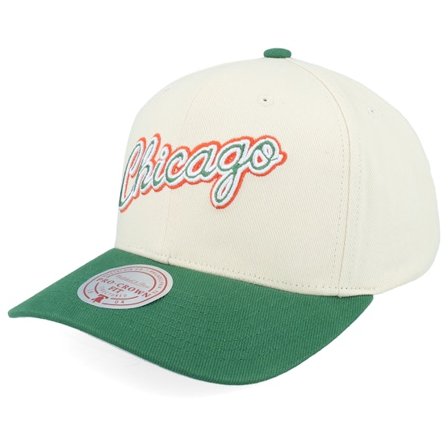 Mitchell & Ness - Beis adjustable Gorra - Chicago Bulls Green Orange Pro Crown Cream/Green Adjustable @ Hatstore