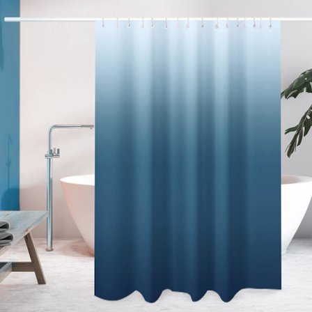 Duschdraperi gradient blått duschdraperi med stark krok, tjockt duschdraperi badrumstillbehör, 180x180 cm (mörkblå)