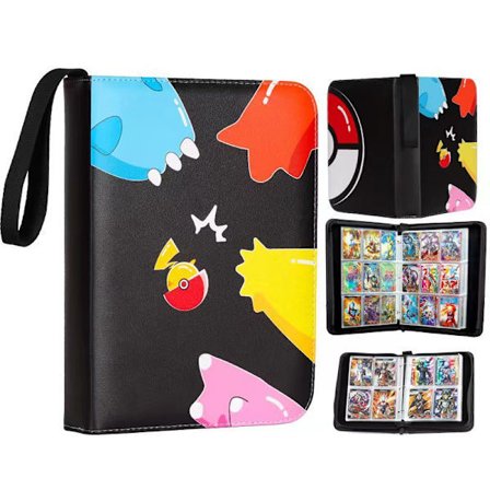 4-lommers samlekortmappe med 400 lommer Pokémon-kortmappe med 50 aftagelige lommer Lynlås samlekortetui til kortalbum
