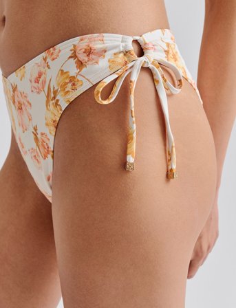 Malina Blanka Printed Drawstring Bikini Bottoms - White - XL