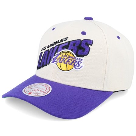 Mitchell & Ness - NBA Beige Adjustable Cap - Los Angeles Lakers Retro Type Pro Off White/Purple Adjustable @ Hatstore