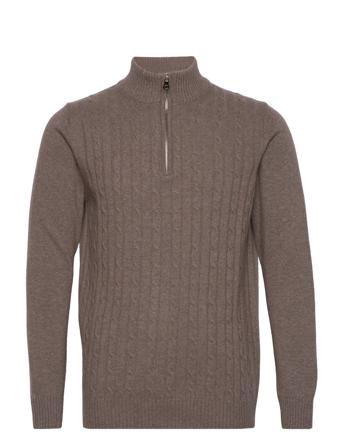 Percy Half Zip Knitwear Half Zip Pullover Brun Oscar Jacobson*Betinget Tilbud