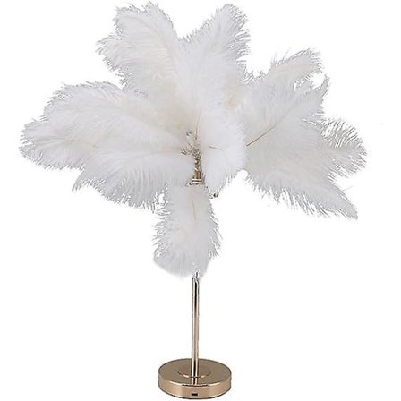 Berøringsfølsom bordlampe, strutsfjærlampe 3 farger dimbar med 30 fjær for soverom