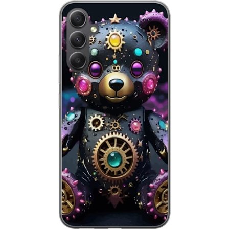 Yhteensopiva Puhelinkuori Samsung Galaxy A25 Steampunk-teddykarhu, jossa Hammasratas- ja Neon-yksityiskohdat