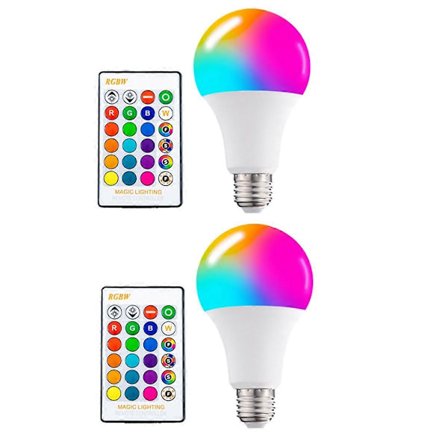 Värinvaihtava lamppu kaukosäätimellä, 16 väriä, monivärinen RGB-valonheitin, 15W E27 himmennettävä LED-lamppu (FMY)
