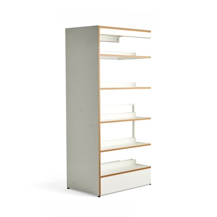 Library bookshelves STORY, add-on, double-sided, 1920x898x585 mm, 5 shelves, white