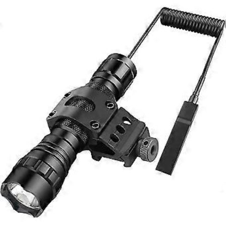 Taktisk LED-lommelykt med høye lumen, vannbestandighet, bryterstropp, 1 oppladbart batteri og lader for jakt og camping