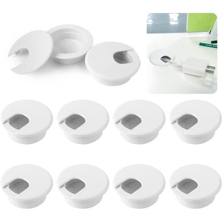 Skrivebordsgrommet 10 stk. Forsenket runde kabelgrommeter 50mm plast Co