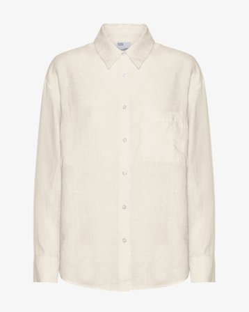 Linen Oversized Shirt - Ivory White - Female - XS