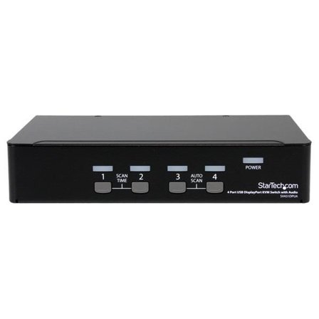 StarTech 4 Port DisplayPort KVM Switch w/ Audio - USB, Keyboard, Video, Mouse, Computer Switch Box for 2560x1600 DP Monitor (SV431DPUA) - KVM / lyd /